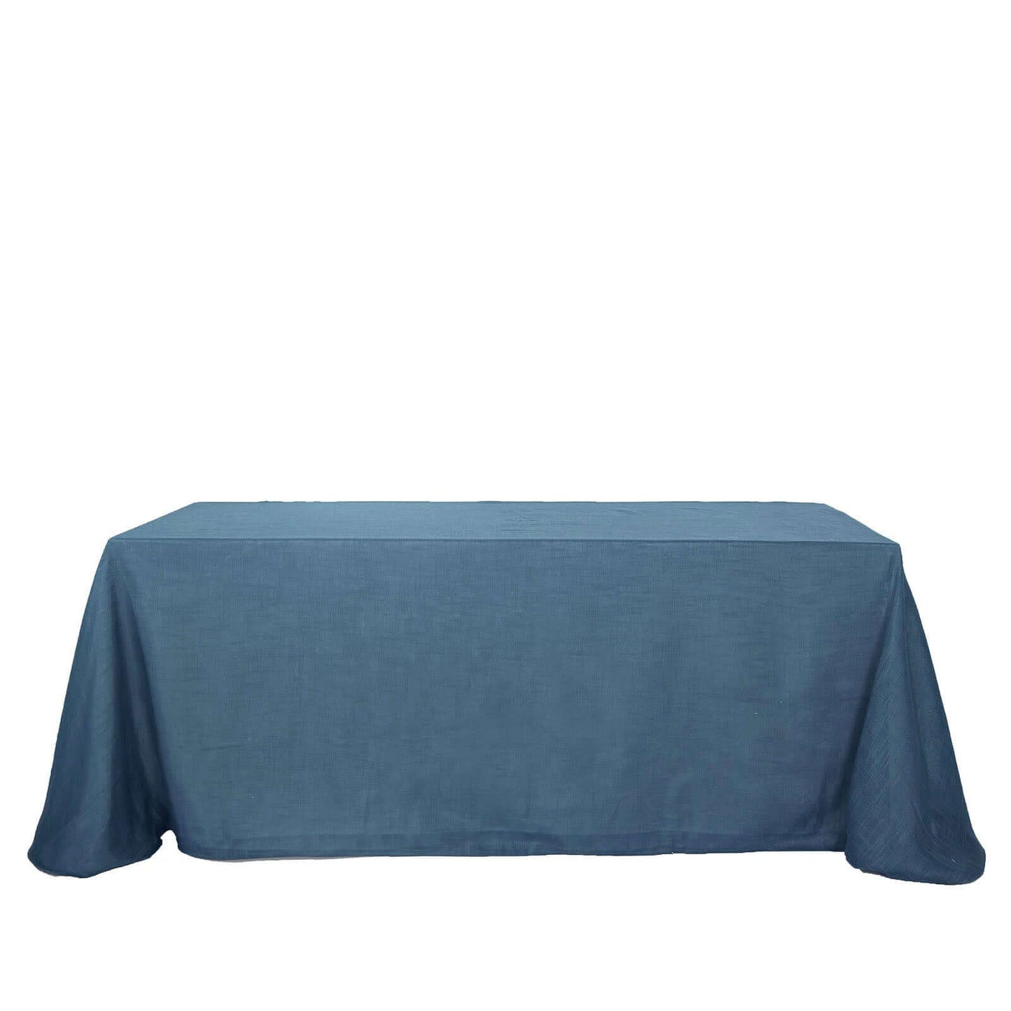 Faux Linen 90"x132" Rectangular Tablecloth Blue - Slubby Texture Wrinkle-Resistant Seamless Table Cover