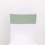 5 Pack Stretch Spandex Chair Sashes Sage Green - Reusable Chair Bands with Silver Diamond Ring Slide Buckle 5"x14"