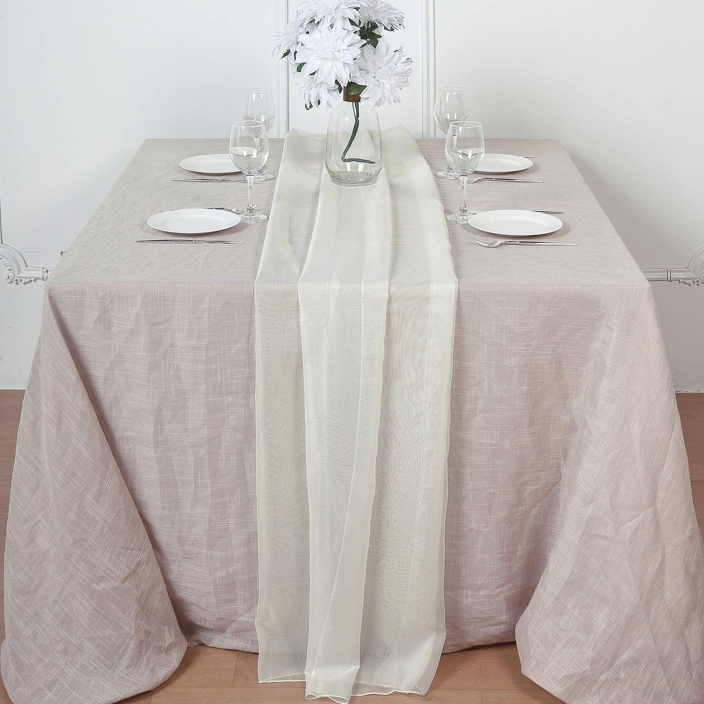 Chiffon 6ft Table Runner Ivory - Flowy & Lightweight Table Decor