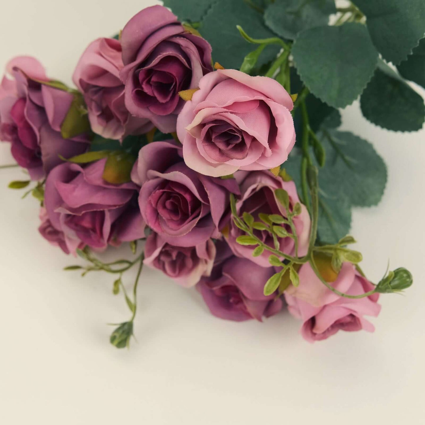 2 Pack 12" Dusty Rose Artificial Open Rose Flower Arrangements, Small Faux Floral Bouquets