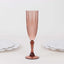 6-Pack Plastic Wedding Toast Flutes Dusty Rose Transparent Crystal Cut Style - Reusable Champagne Glasses 8oz
