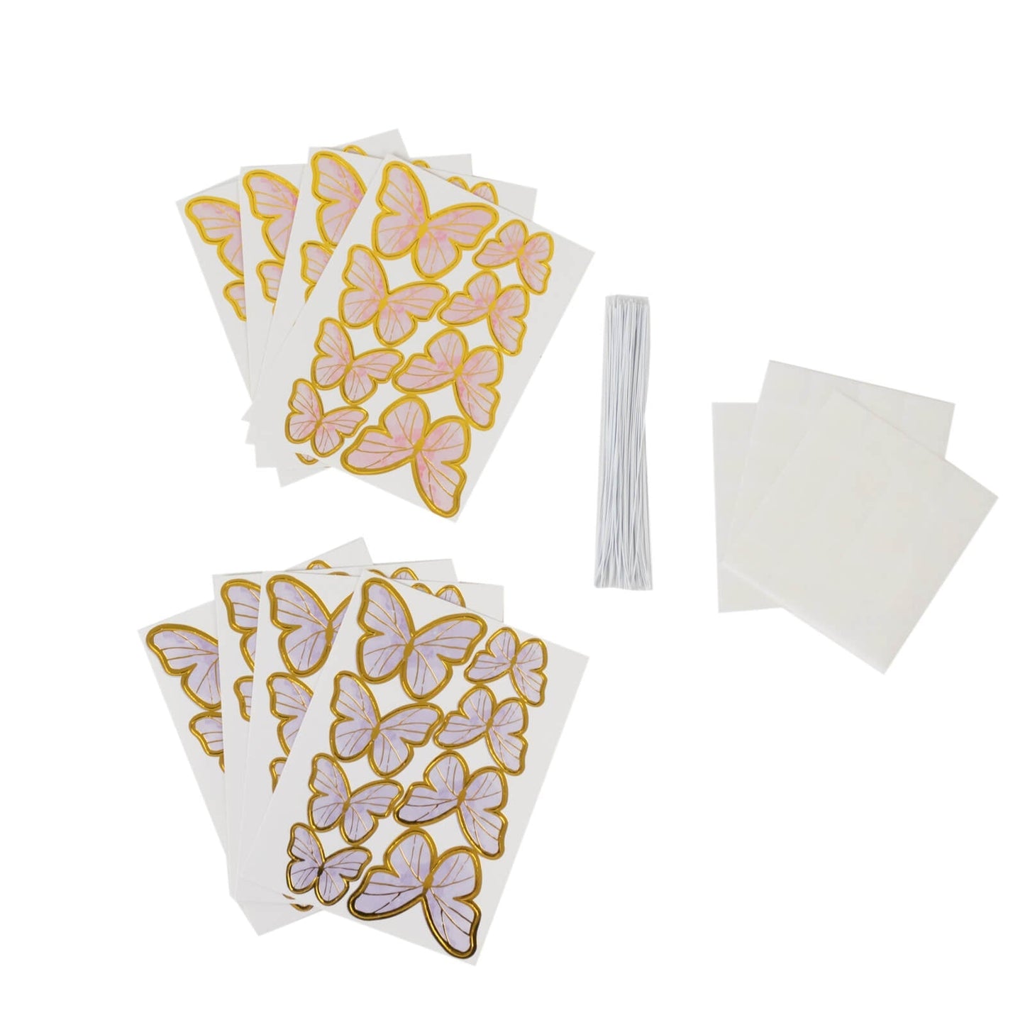64 Pcs 3D Butterfly Cupcake Toppers with Gold Trim â€“ Elegant Cake Decorations in Pink & Purple for Parties, Anniversaries, and Events â€“ Assorted Sizes