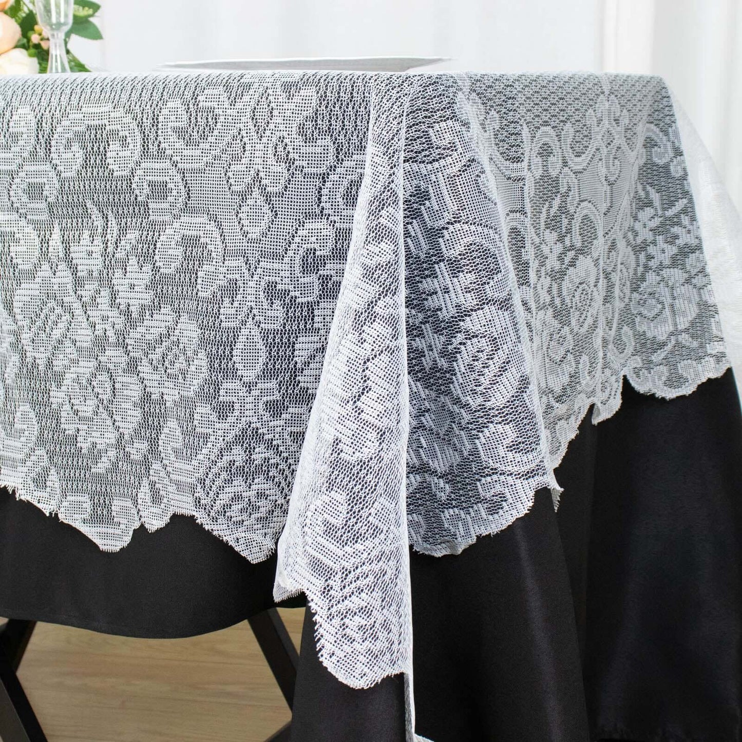 Lace 60"x108" Rectangular Oblong Tablecloth White - Premium Finish for Versatile Table Settings