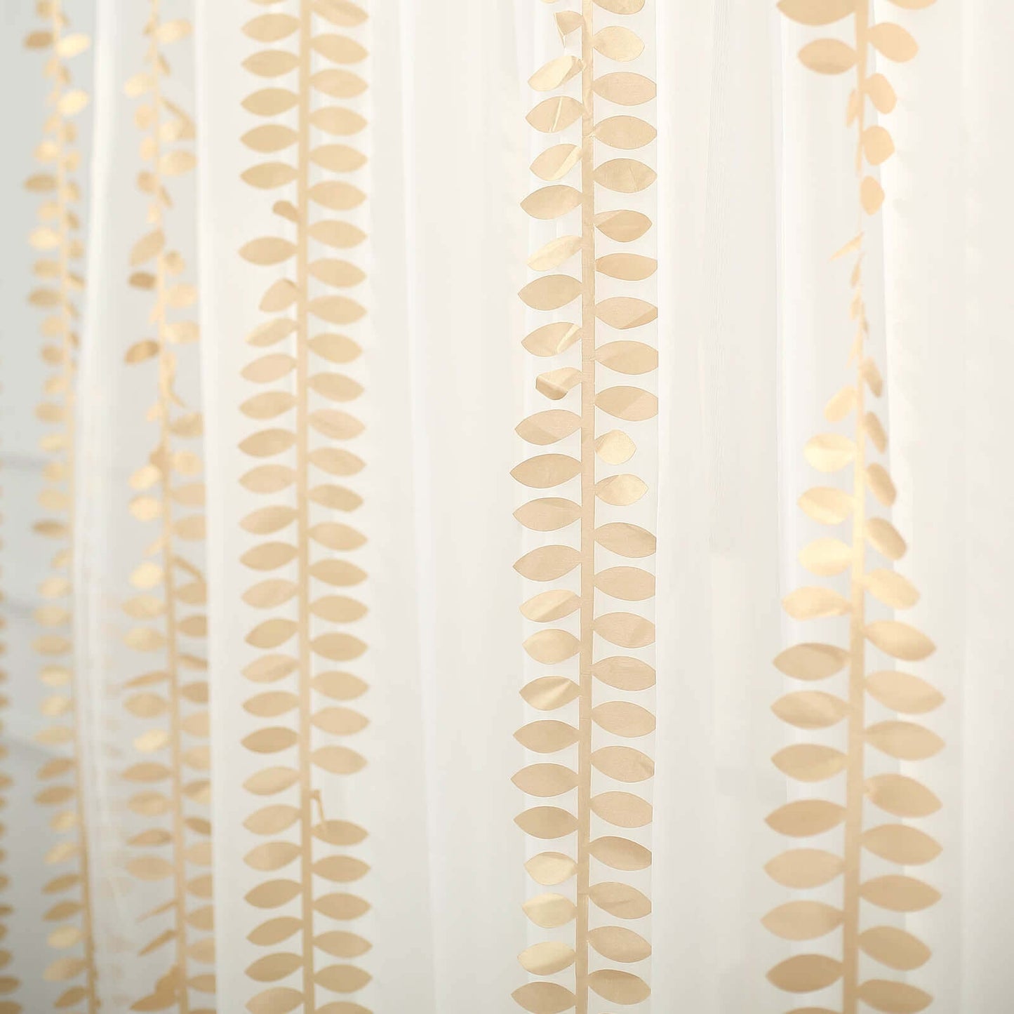 Taffeta Ribbon Sash with 4" Leaf Petal Design Champagne 50ft - Sophisticated Artificial Fabric Garland