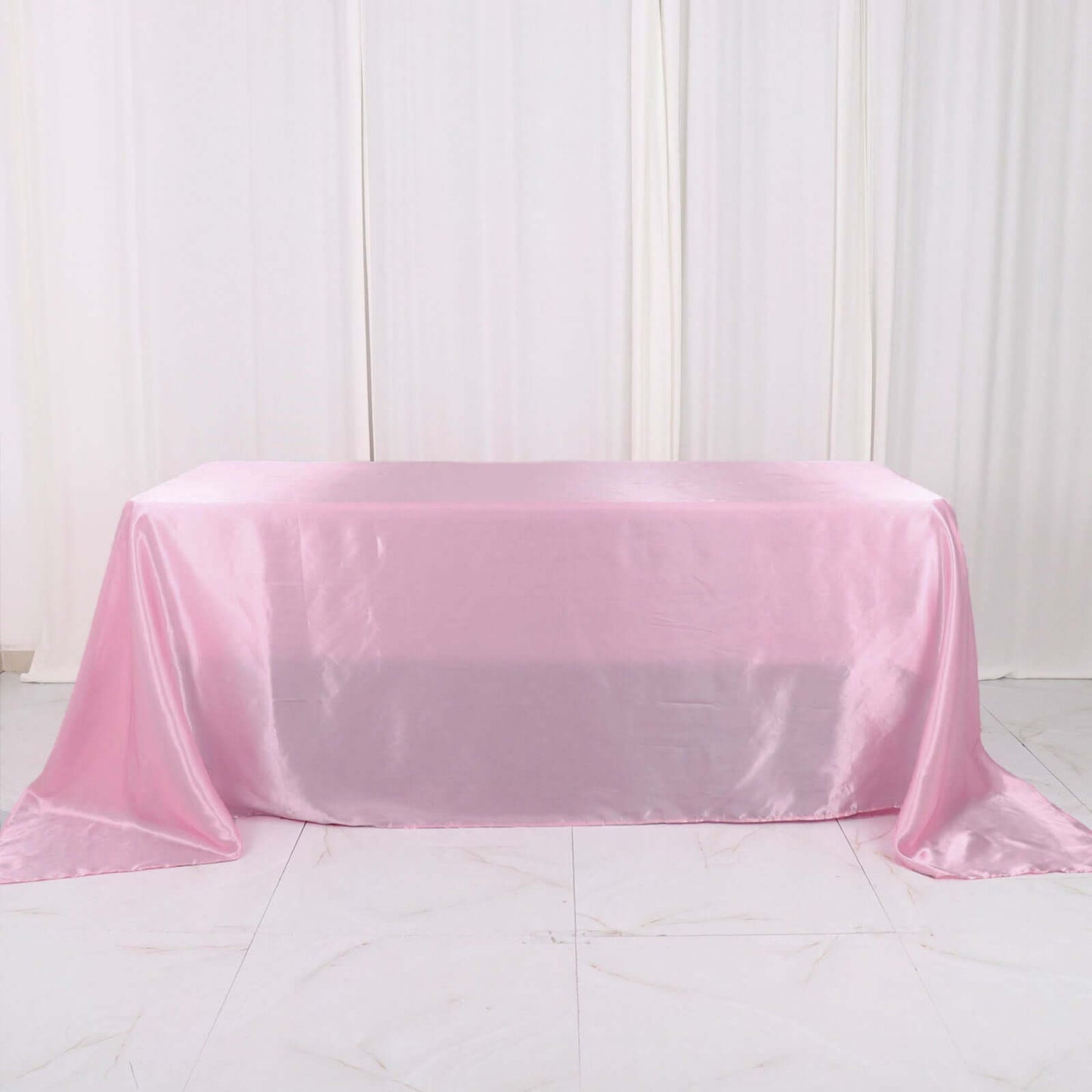Satin Rectangular 90"x132" Tablecloth Pink - Seamless Table Cover