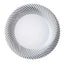 10-Pack Plastic Dessert Plates White/Silver Swirl Rim - Disposable Plates for Appetizers 6"