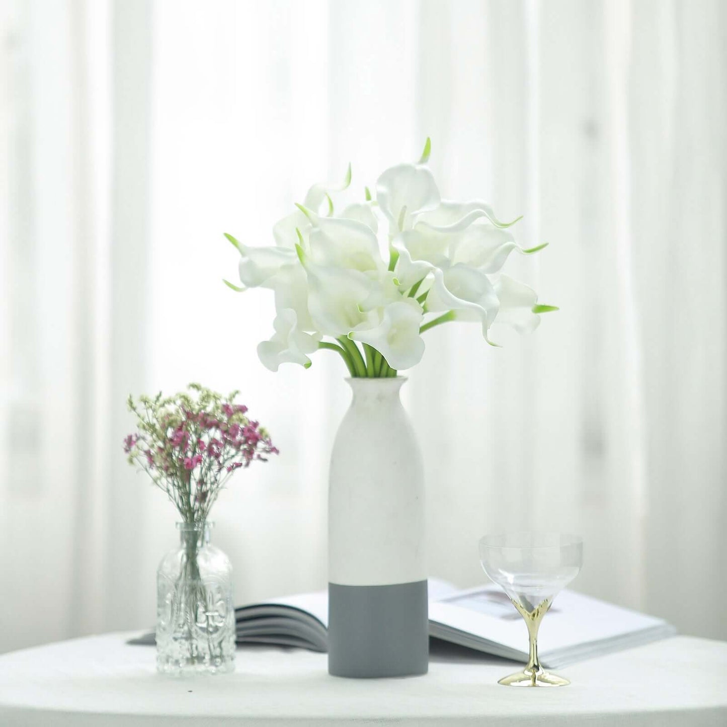 20 Stems 14" White Artificial Poly Foam Calla Lily Flowers