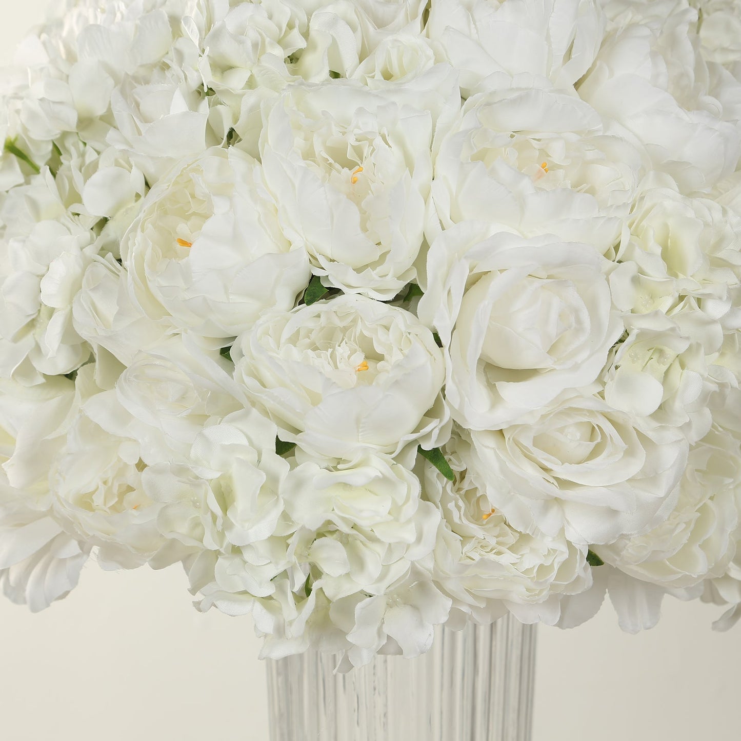 Pre-Arranged Silk Rose Wedding Centerpiece, Ivory Artificial Rose Flower Balls Arrangement Table Decor - 20"