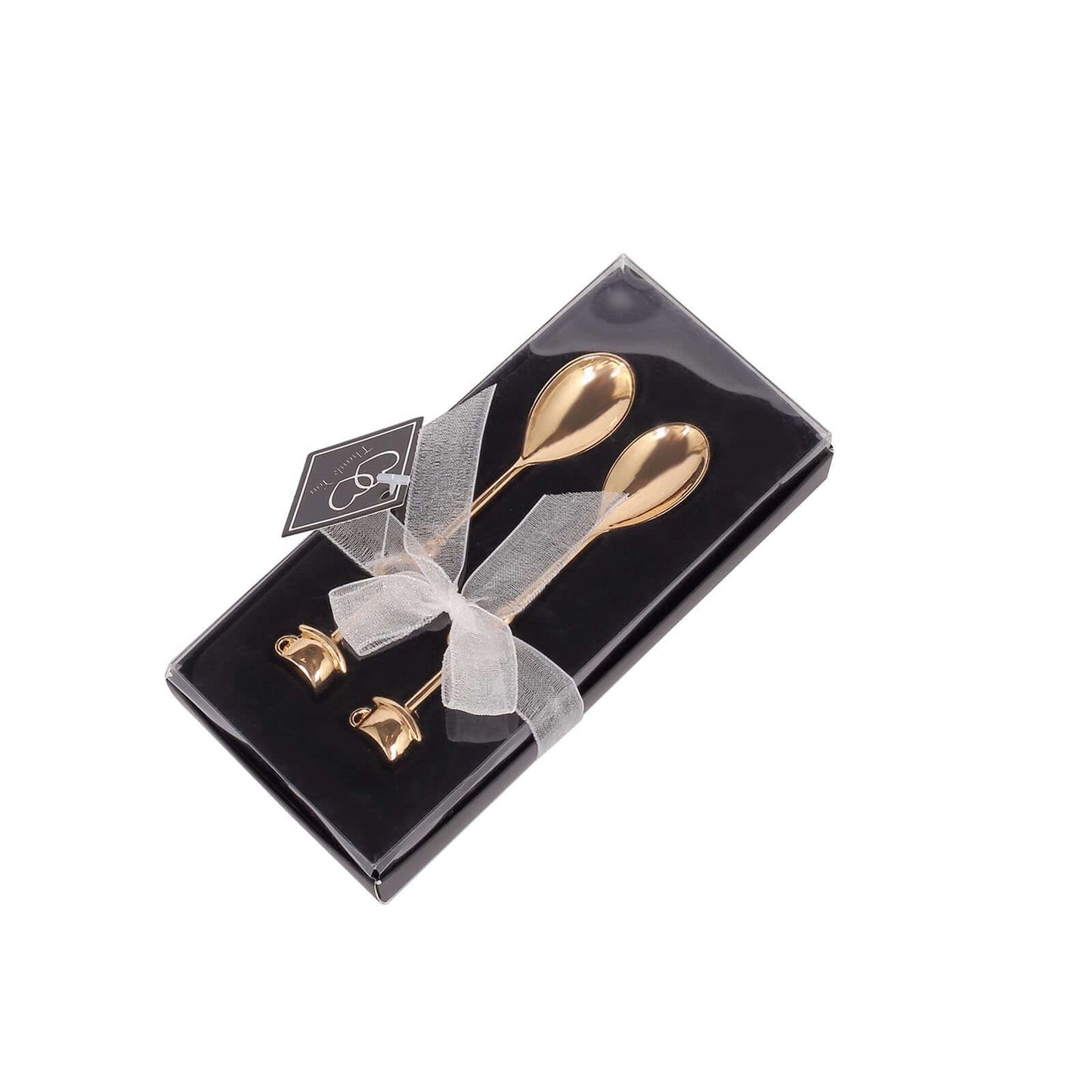 2 Pack 4" Gold Metal Couple Coffee Spoon Set Party Favors, Pre-Packed Wedding Souvenir Gift