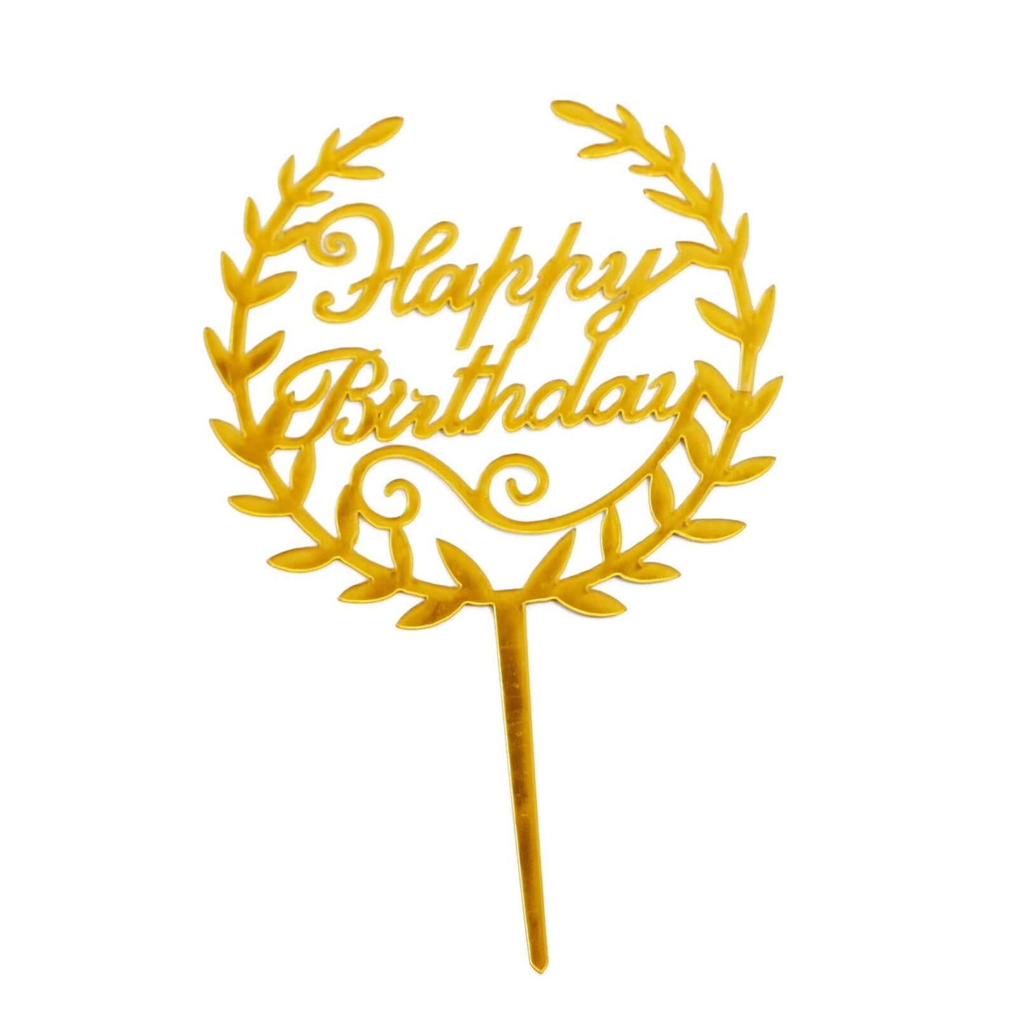 6-Pack Acrylic Happy Birthday Cake Toppers Gold Assorted Styles - Fun Reusable Cake Inserts for DIY Party Decoration Supplies