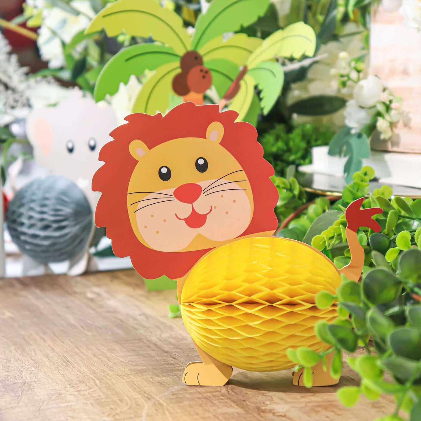 Table Scatters Decorations Set Jungle Safari Animal 3D Honeycomb Design Tissue - Decorative Party Accents
