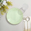 10-Pack Plastic 8" Round Dessert Plates in Sage Green with Gold Rim - Glossy Disposable Appetizer Salad Plates