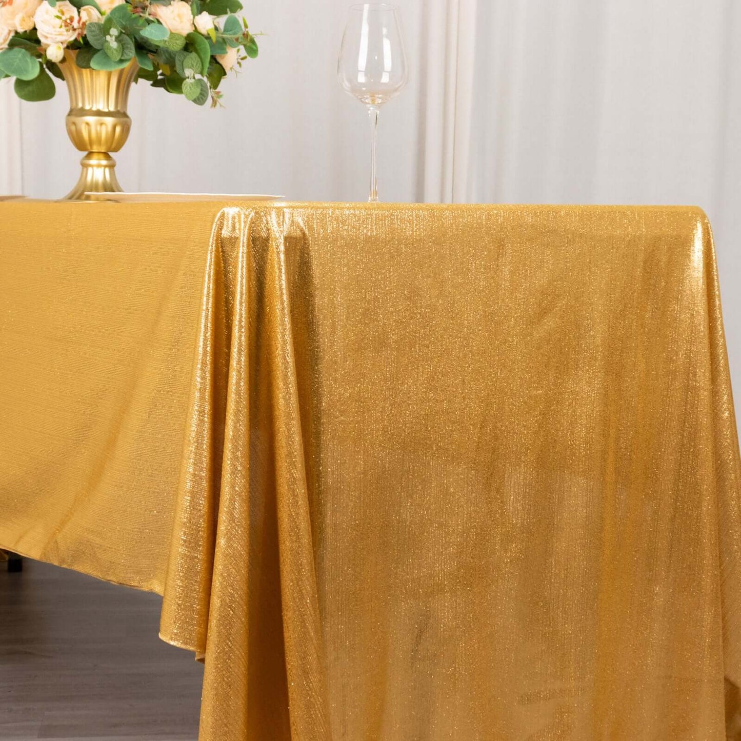 Sequin Dots Polyester 60"x126" Rectangle Tablecloth Shimmering Gold - Wrinkle Free & Sparkling Table Cover for Stylish Event Decor