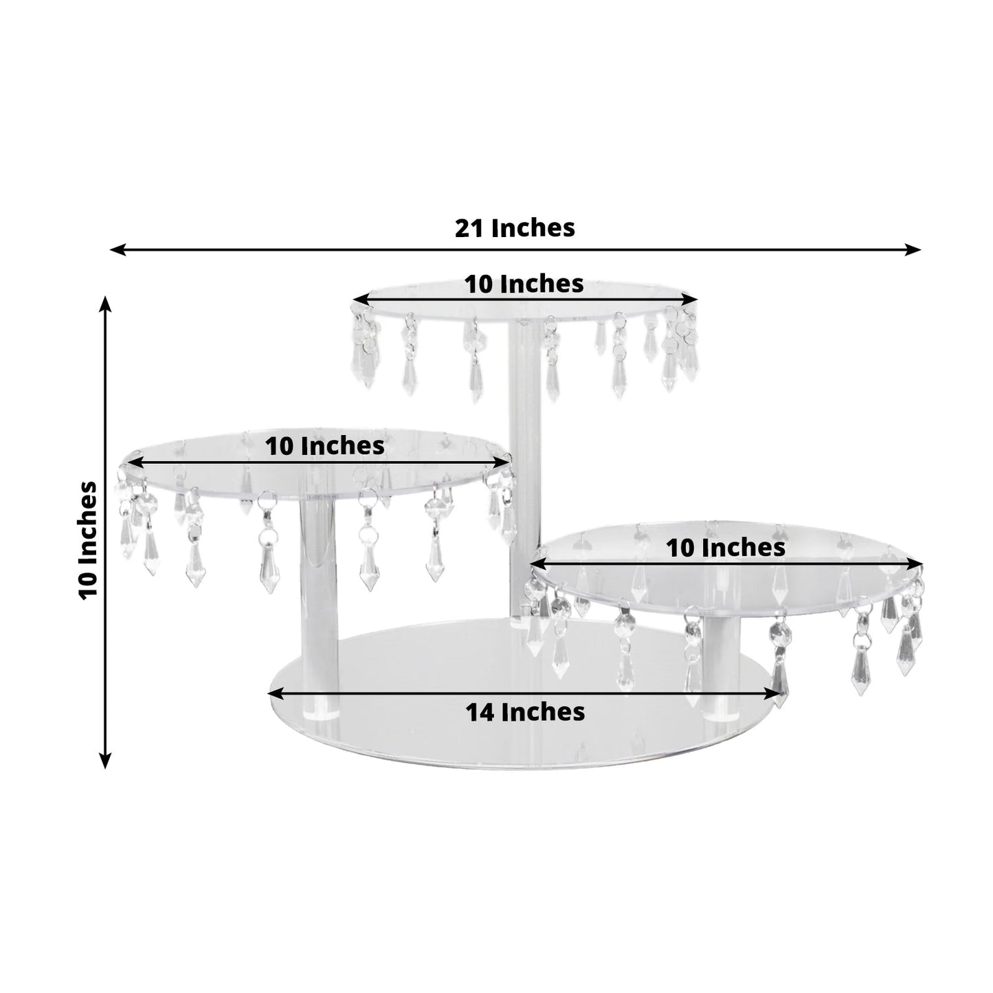 3-Tier Acrylic Cake Stand Clear with Hanging Crystal Pendants â€“ Dessert Display for Weddings & Parties