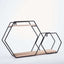 10"x17" 2-Tier Hexagon Floating Shelf, Dessert Display Stand With Black Double Geometric Design