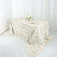 Satin 90"x156" Rectangle Tablecloth Ivory - Grandiose 3D Rosette Table Cover with Seamless Finish