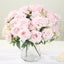 2 Bushes 18" Real Touch Artificial Rose Flower Bouquet, Light Blush Silk Long Stem Flower Arrangements
