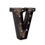 LED Marquee Letter "V" Industrial Style Antique Black - Light-Up Alphabet Sign for Weddings & Displays 9"