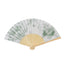 5-Pack Paper Folding Fans Party Favors in White & Sage Green French Toile Pattern, Handheld Fans with Bamboo Frame