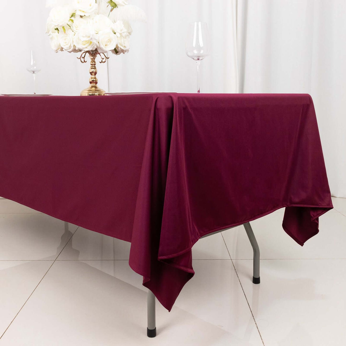Scuba Rectangular 60"x102" Tablecloth Burgundy - Wrinkle Free & Stain Resistant Table Cover
