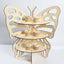 3-Tier Wooden Cupcake Stand Butterfly Design Natural - Rustic Dessert Display Shelf Rack 24"