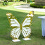 3ft Large Butterfly Party Props Decor, White and Gold Butterfly Foamboard Stand