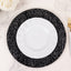 6-Pack Acrylic Round Charger Plates 13" in Black with Silver Glitter Abstract Lines Pattern, Decorative Dinner Party Charger Tableware