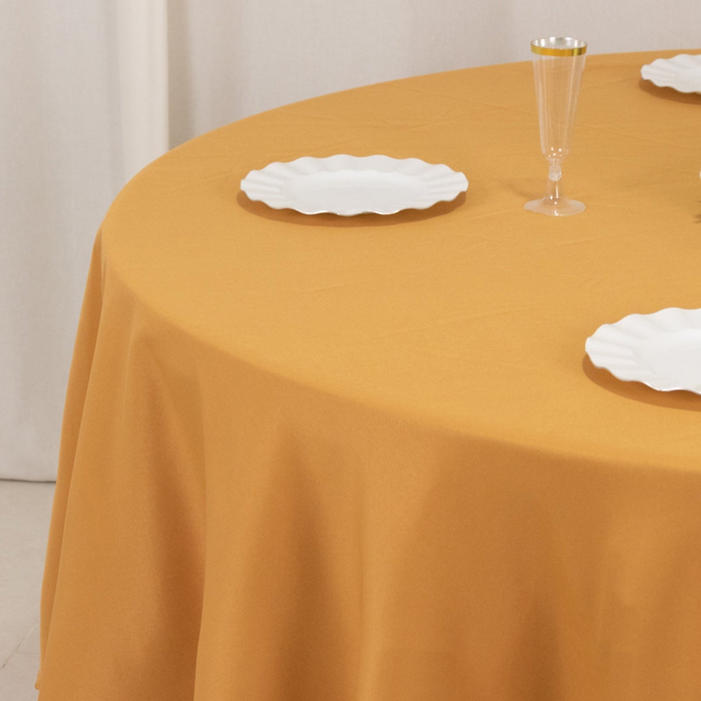 Premium Polyester 90" Round Tablecloth Gold - Stain and Wrinkle-Resistant 220GSM Table Cover for Weddings & Event Decor