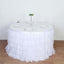 Chiffon 14ft Table Skirt White - 5-Tier Ombre Ruffled Tutu Table Cover with Satin Backing for Sophisticated Events