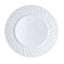 12-Pack Plastic Dinner Plates Glossy White Swirl Rim - Durable Disposable Plates for Gatherings 10"