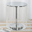 Metal Cake Stand Round Design Metallic Silver with Crystal Chains 14" Dia - Cupcake Dessert Pedestal 16"Tall