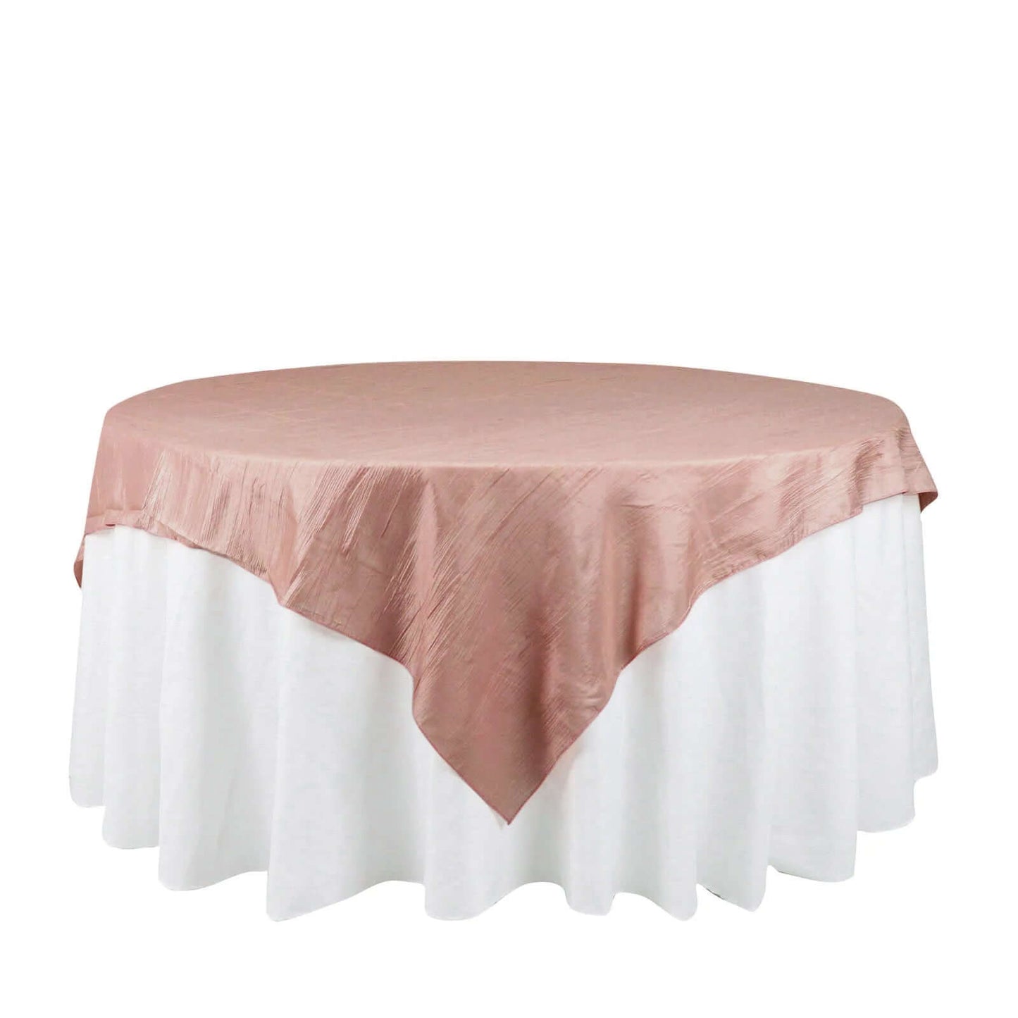 Taffeta 72"x72" Table Overlay Square Tablecloth Dusty Rose - Accordion Crinkle Table Cover