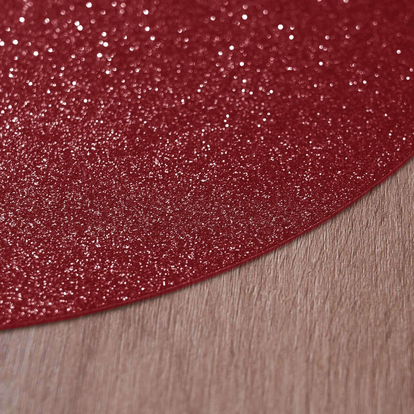 6-Pack Placemats Glitter Design Burgundy Sparkle Round - Non-Slip Decorative Dining Table Mats 13"