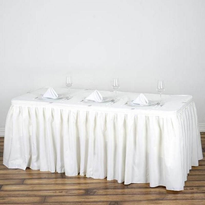 Polyester 17ft Table Skirt Ivory - Classic Pleated Design
