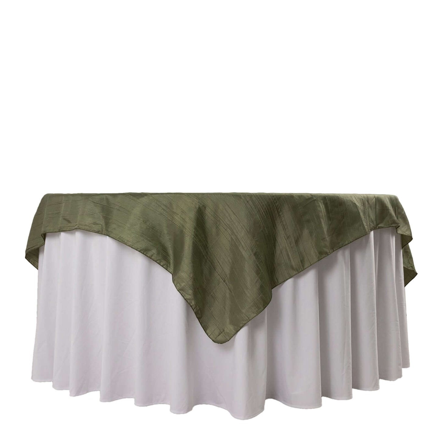 Taffeta 72"x72" Table Overlay Square Tablecloth Dusty Sage Green - Accordion Crinkle Table Cover