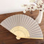 5 Pack Silver Asian Silk Folding Fans Party Favors, Oriental Folding Fan Favors