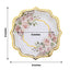 25-Pack Paper 8" Dessert Plates in White with Floral Print & Gold Scallop Rim - Disposable 300GSM Appetizer Salad Plates for Cocktail Events & Receptions