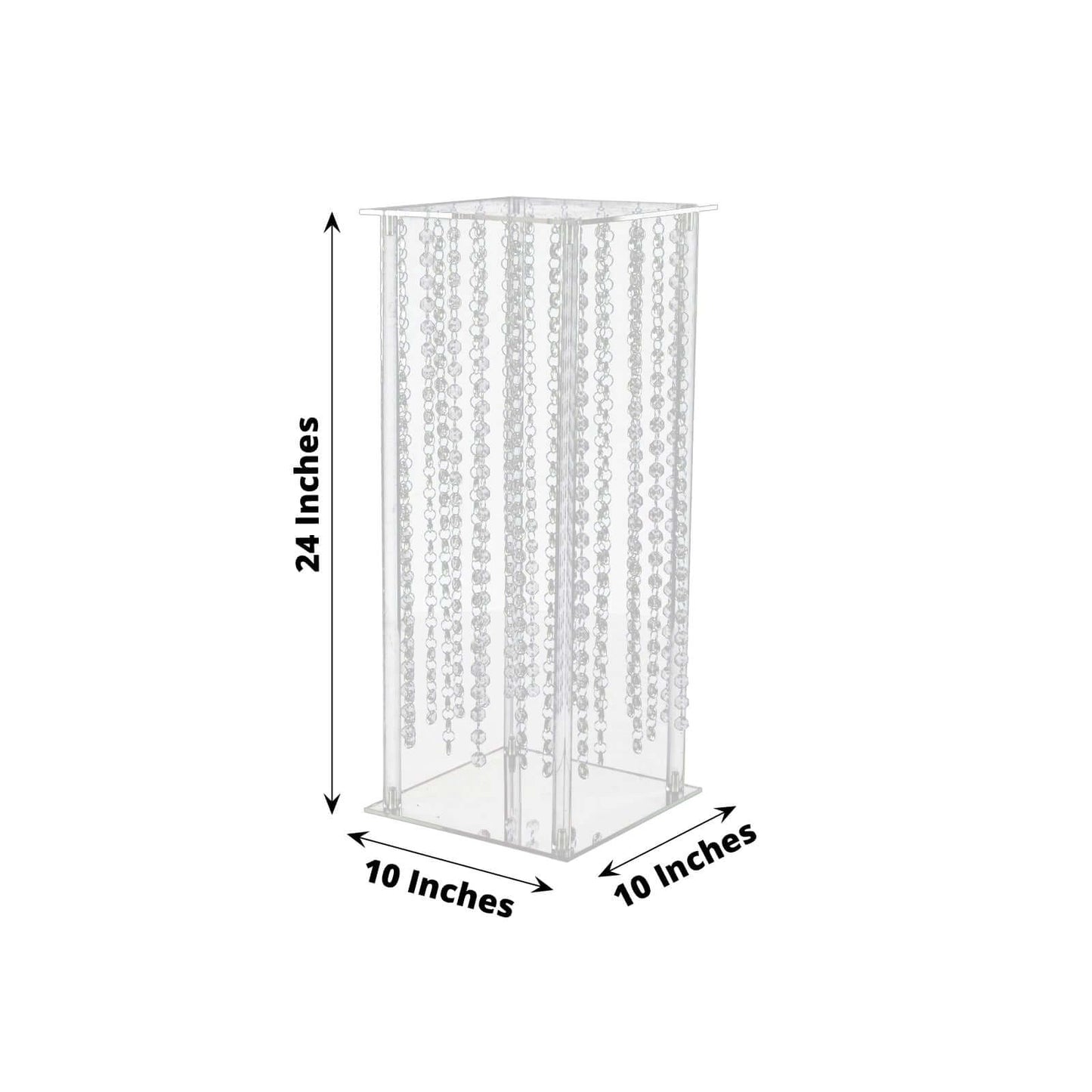 Acrylic Flower Pedestal Vase Pillar Stand with Crystal Beads Clear - Durable Wedding Table Centerpiece 24"