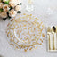 10-Pack Table Placemats Embossed Foil Flower Design Metallic Gold Round - Sheer Organza Disposable Mats 13"