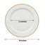 10-Pack Plastic 10" Round Dinner Plates in White with Gold Beaded Rim - Disposable Party Plates for Banquets & Festive Occasions