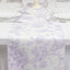Polyester Table Runner 12"x108" White with Lavender Lilac French Toile Floral Print - Stylish Reusable Table DÃ©cor