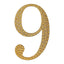 Decorative Rhinestone Number "9" Stickers, Glitter Adhesive Craft Numbers Gold DIY Sparkle Embellishments 4"