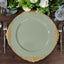 6-Pack Acrylic Round Charger Plates 13" in Dusty Sage Green with Gold Embossed Baroque Rim, Antique Decorative Dinner Party Charger Tableware