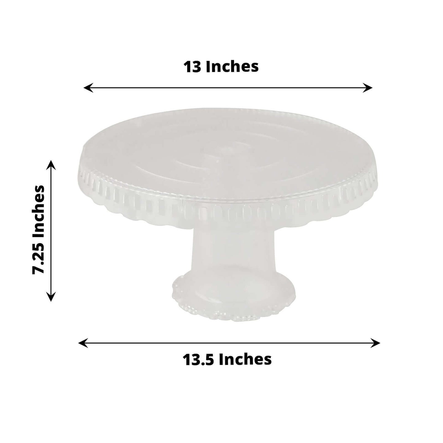 4-Pack Plastic Round Pedestal Cake Stands Clear - Reusable Cupcake Pastry Display Risers with Hollow Ribbon Trim Edges for Stylish Dessert Presentation 13"
