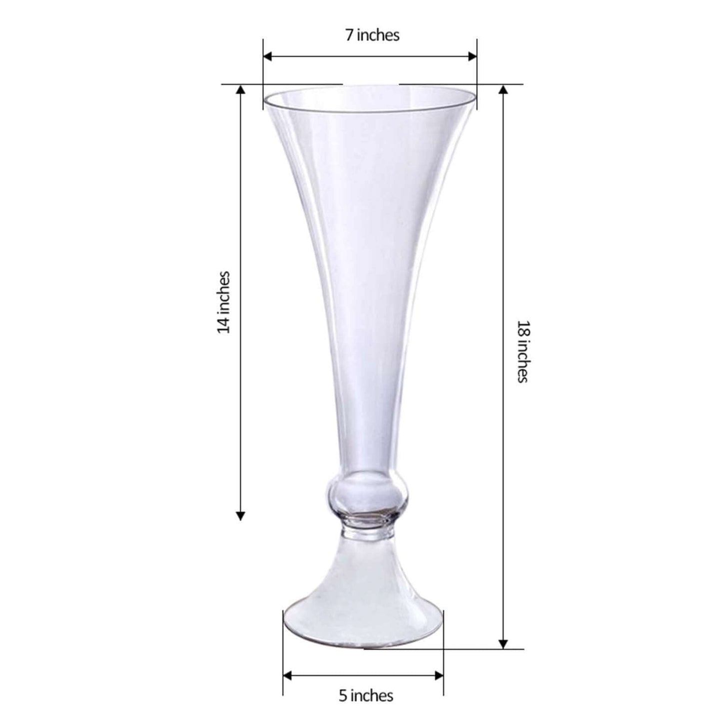 4-Pack Glass Trumpet Vases Crystal Ball Design Clear - Stylish Floral Table Centerpieces for Events 18"