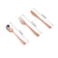 30-Pack Plastic Utensil Set Metallic Rose Gold Classic Heavy Duty - Durable Disposable Silverware Set 7", 8"