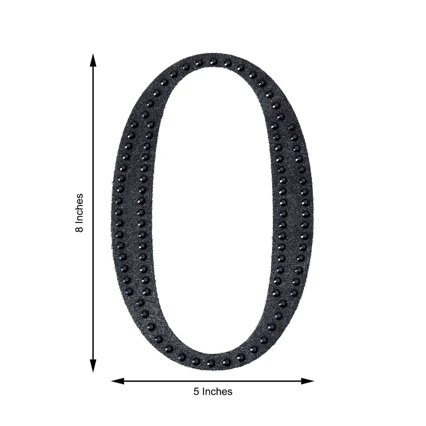 Decorative Rhinestone Number "0" Stickers, Glitter Adhesive Craft Numbers Black DIY Sparkle Embellishments 8"