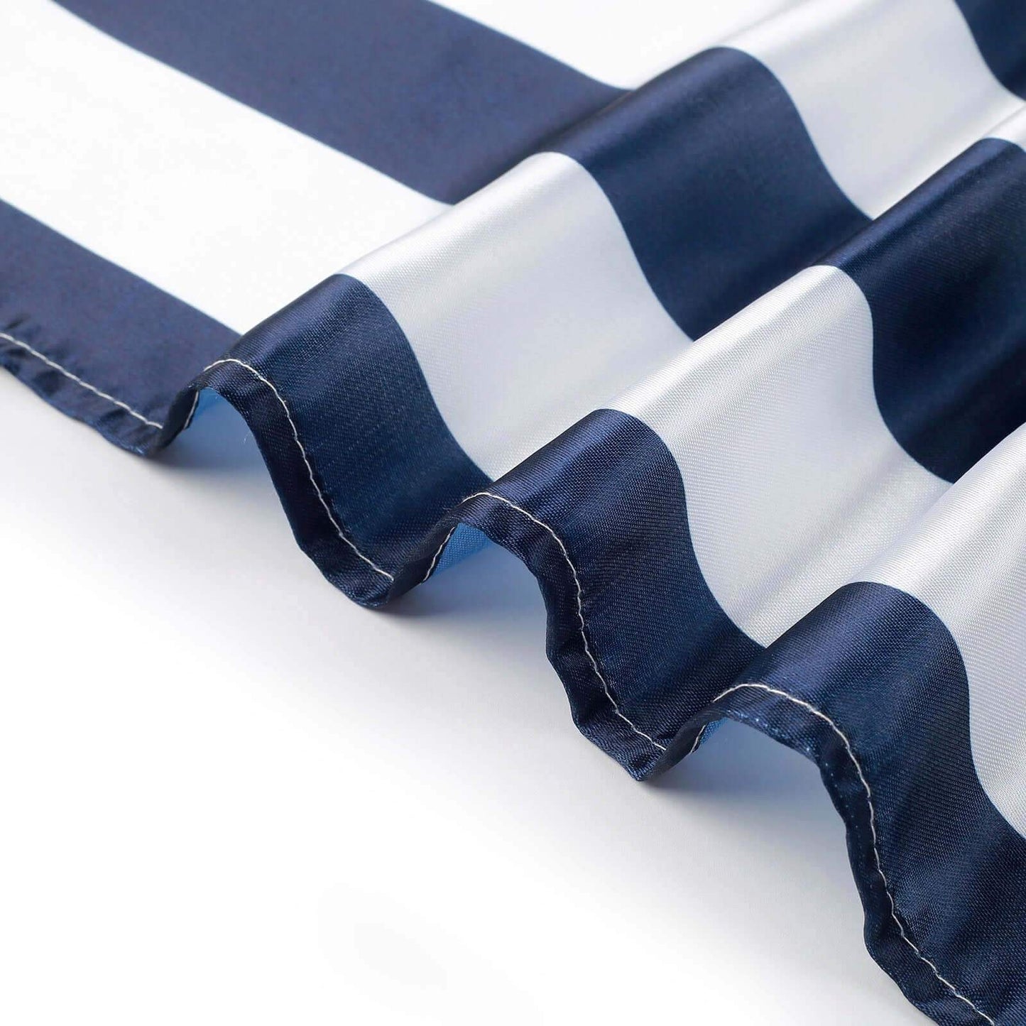 5 Pack Satin 20"x20" Napkins Navy Blue/White - Striped Reusable Dinner Napkins