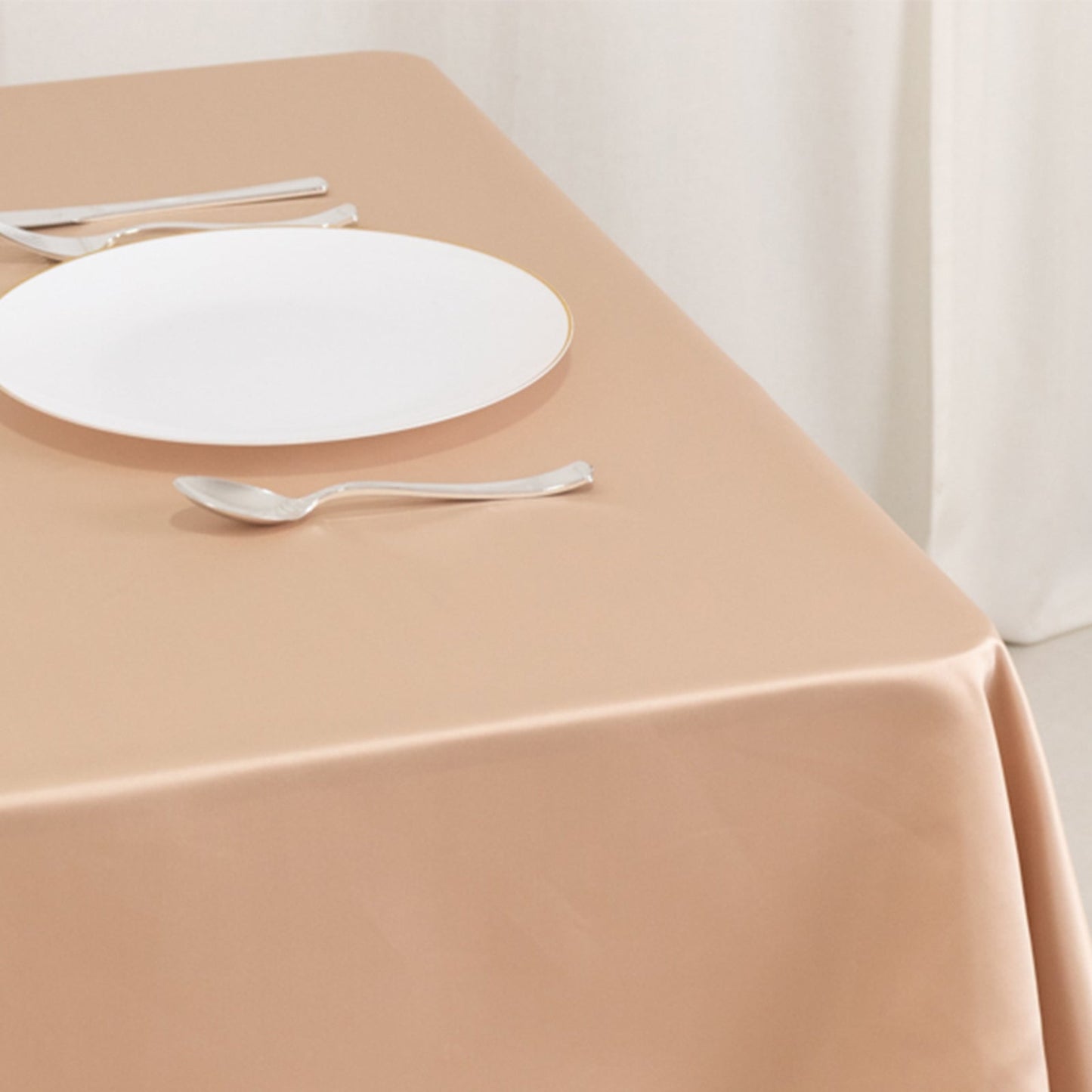 Lamour Satin 54"x54" Table Overlay Square Tablecloth Nude - Durable & Silk-Like Table Cover