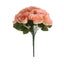 12" Peach Artificial Velvet-Like Fabric Rose Flower Bouquet Bush